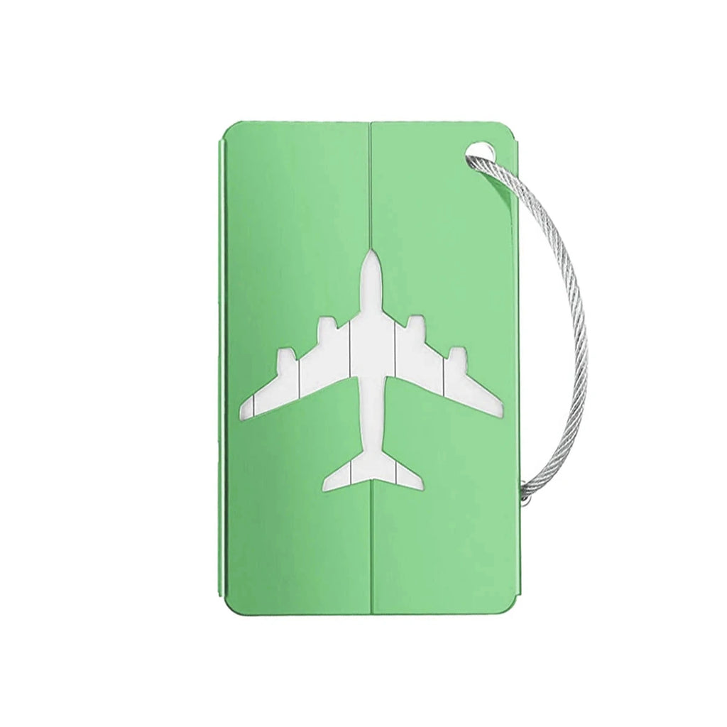 étiquette de valise avion vert