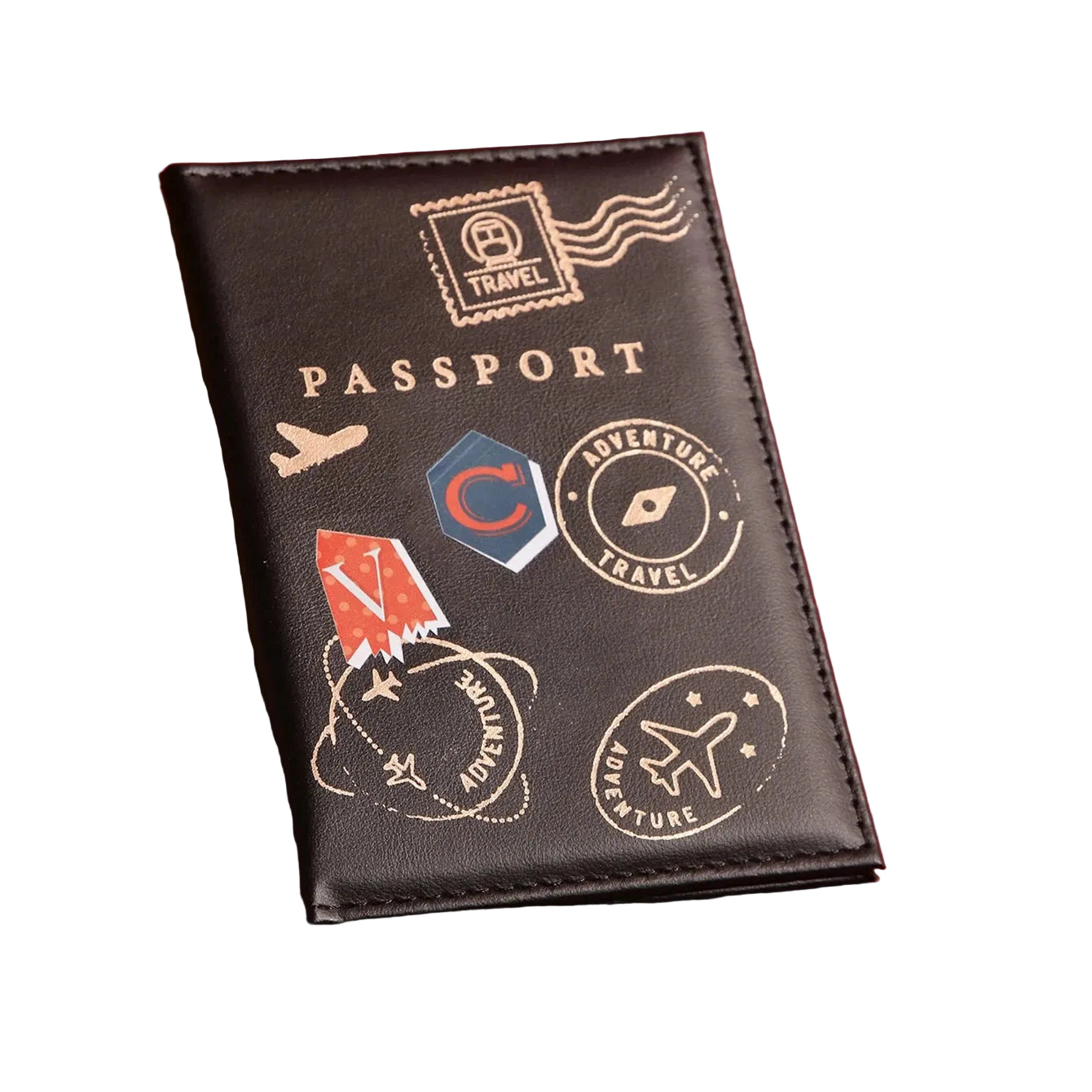 étui passeport personnalisé initiales noir