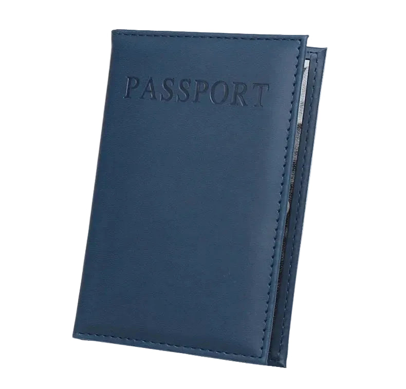 etui protège passeport bleu marine