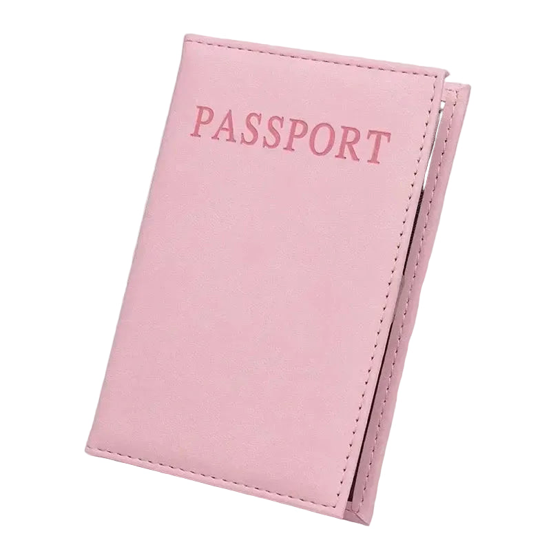 etui protège passeport rose