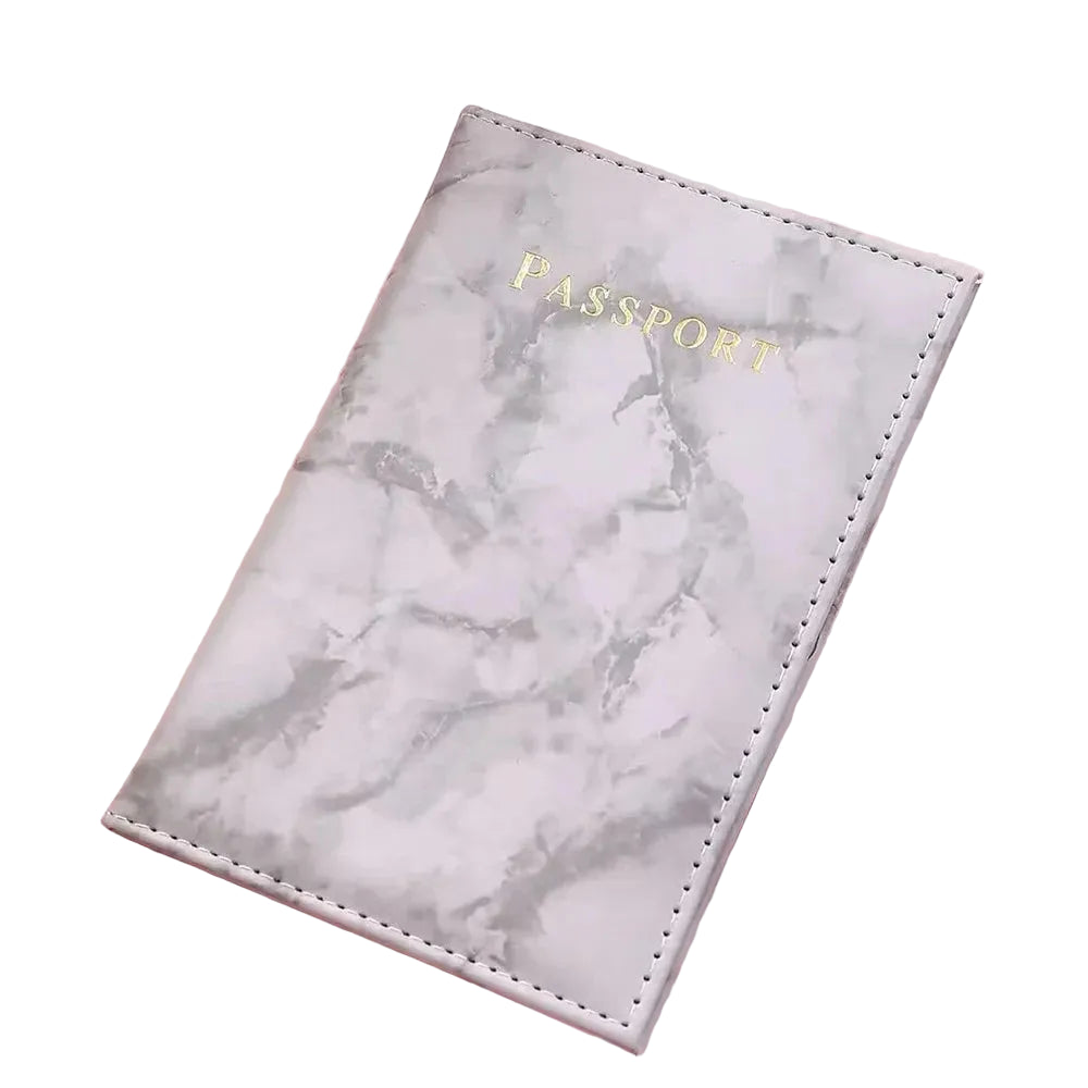 etui passeport effet marbre gris