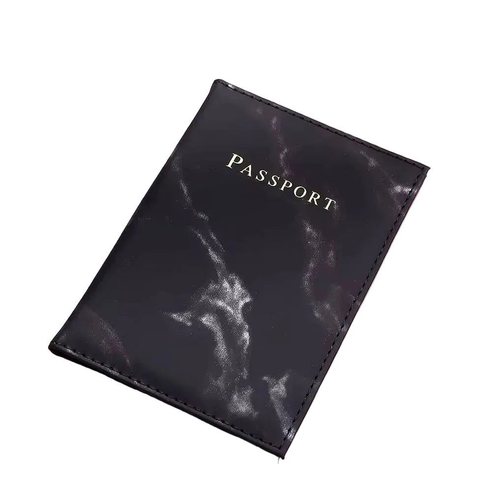 etui passeport effet marbre noir