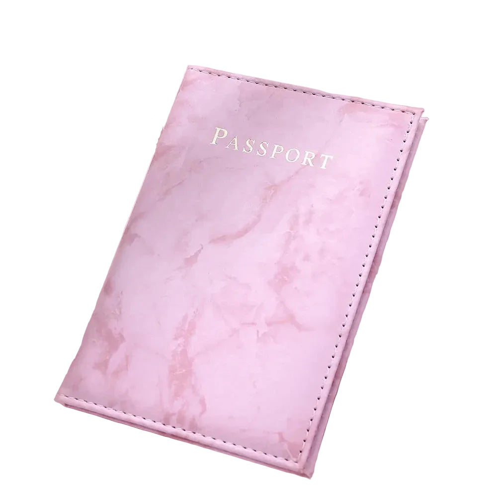 porte passeport marbre rose
