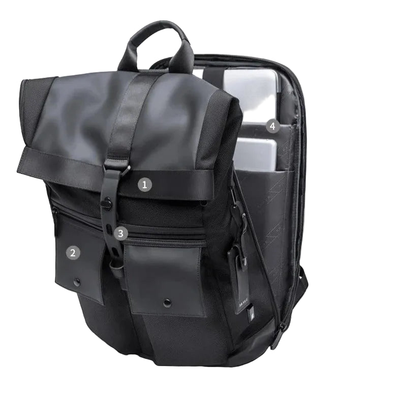 sac a dos impermeable roll top elegant noir