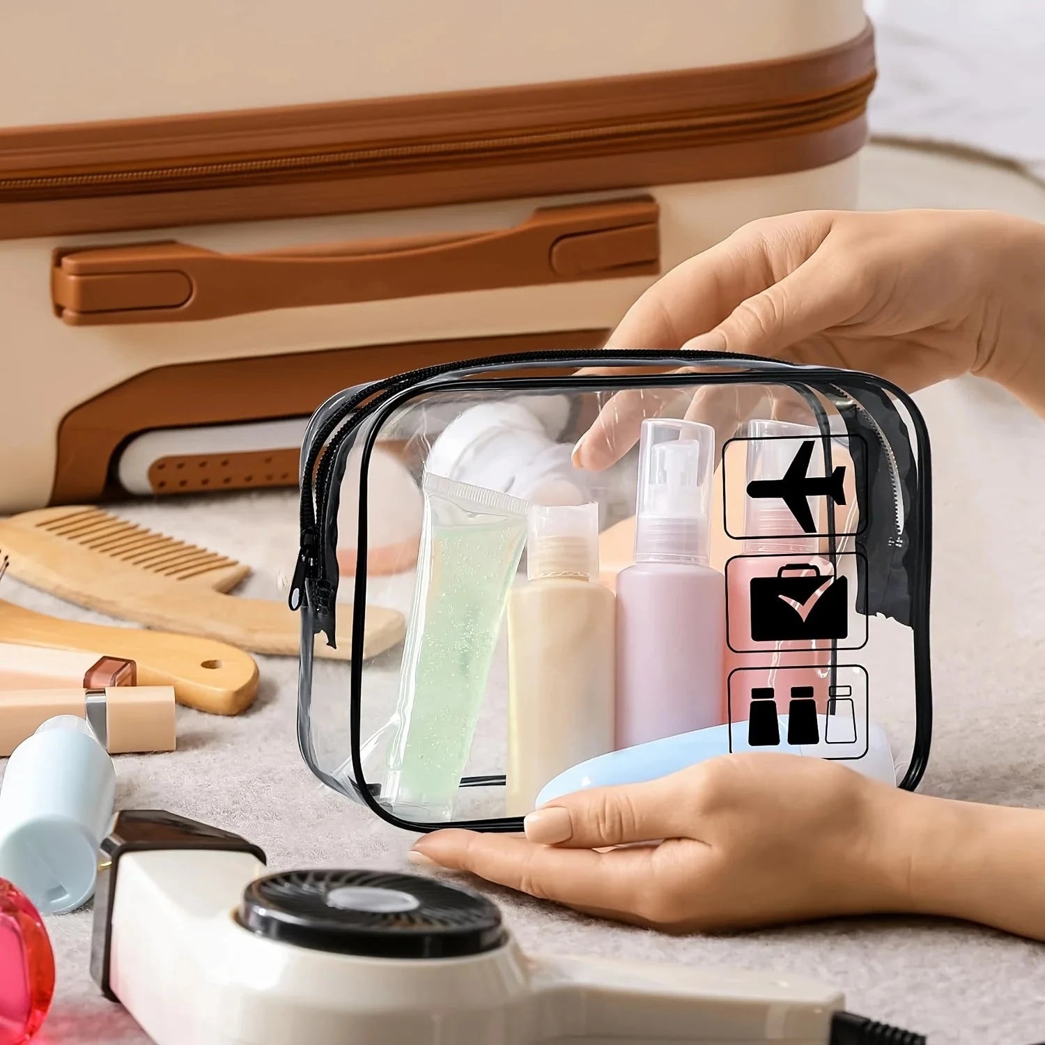 trousse cabine avion transaprente
