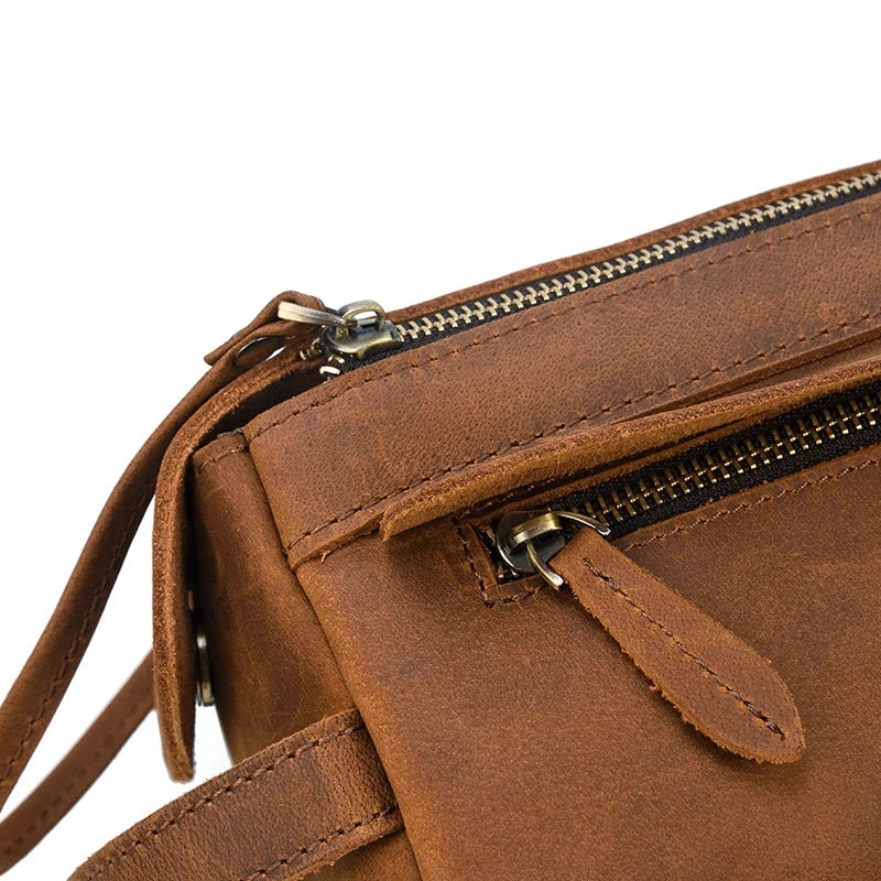 trousse de toilette cuir marron homme vintage