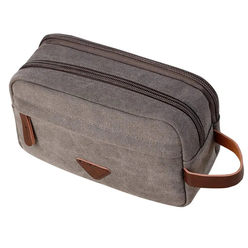 trousse de toilette 2 compartiment en toile vintage