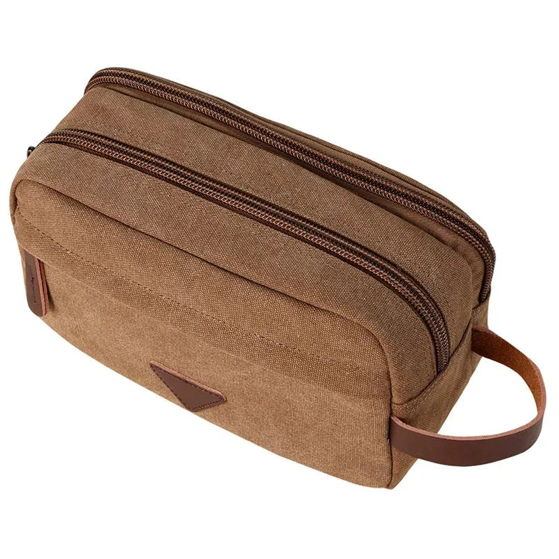 trousse de toilette 2 compartiments toile vintage