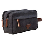 trousse de toilette double compartiment en toile vintage