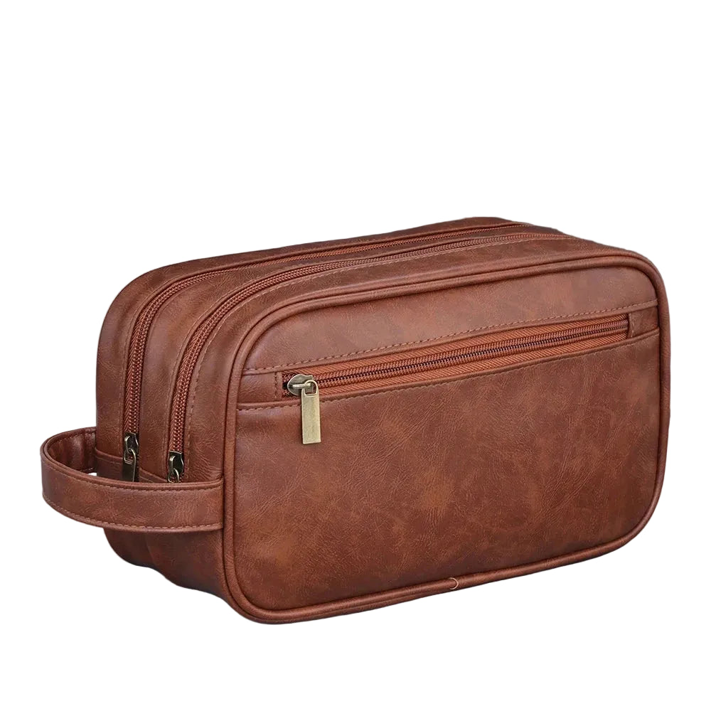Trousse de Toilette Homme Double Compartiment marron
