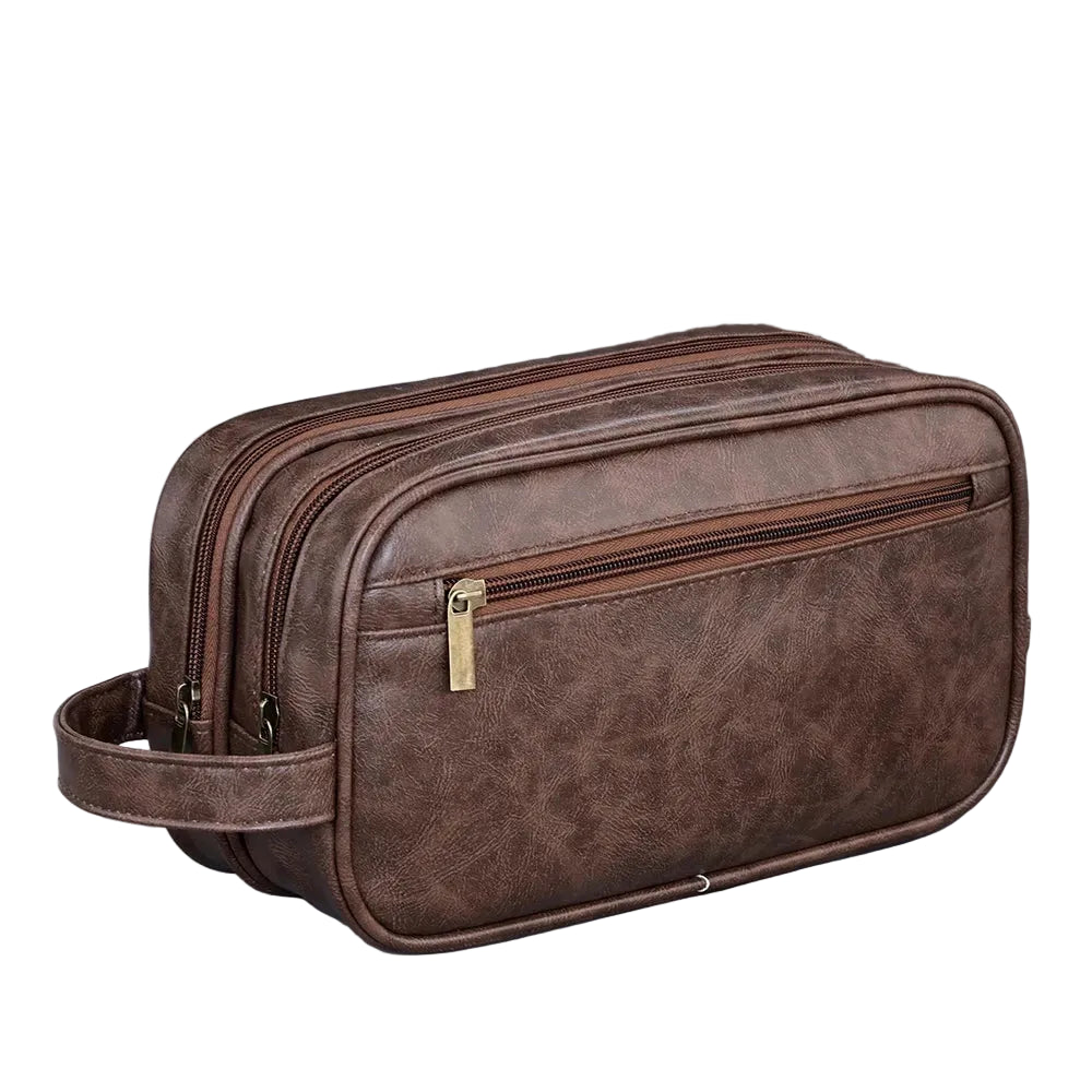 Trousse de Toilette Hommes Double Compartiment marron
