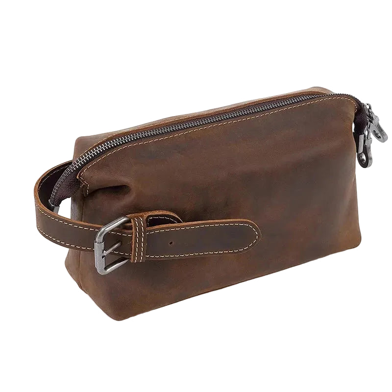 trousse de toilette pour homme en cuir vintage