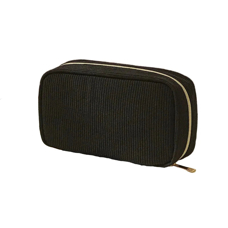 Trousse de Toilette Velours Côtelé Noir