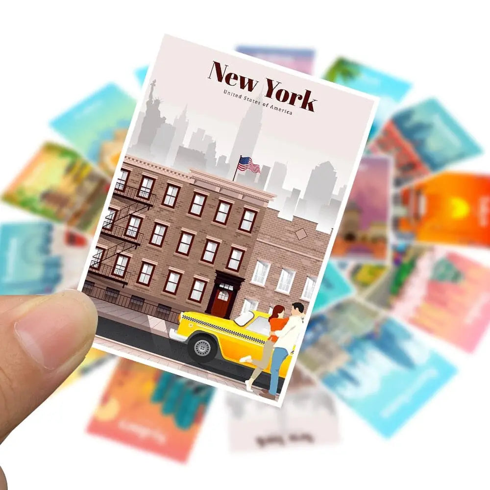 autocolant valise affiche de ville pack de 25