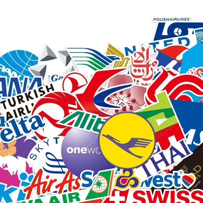 autocollant valises compagnies aerinennes pack de 45