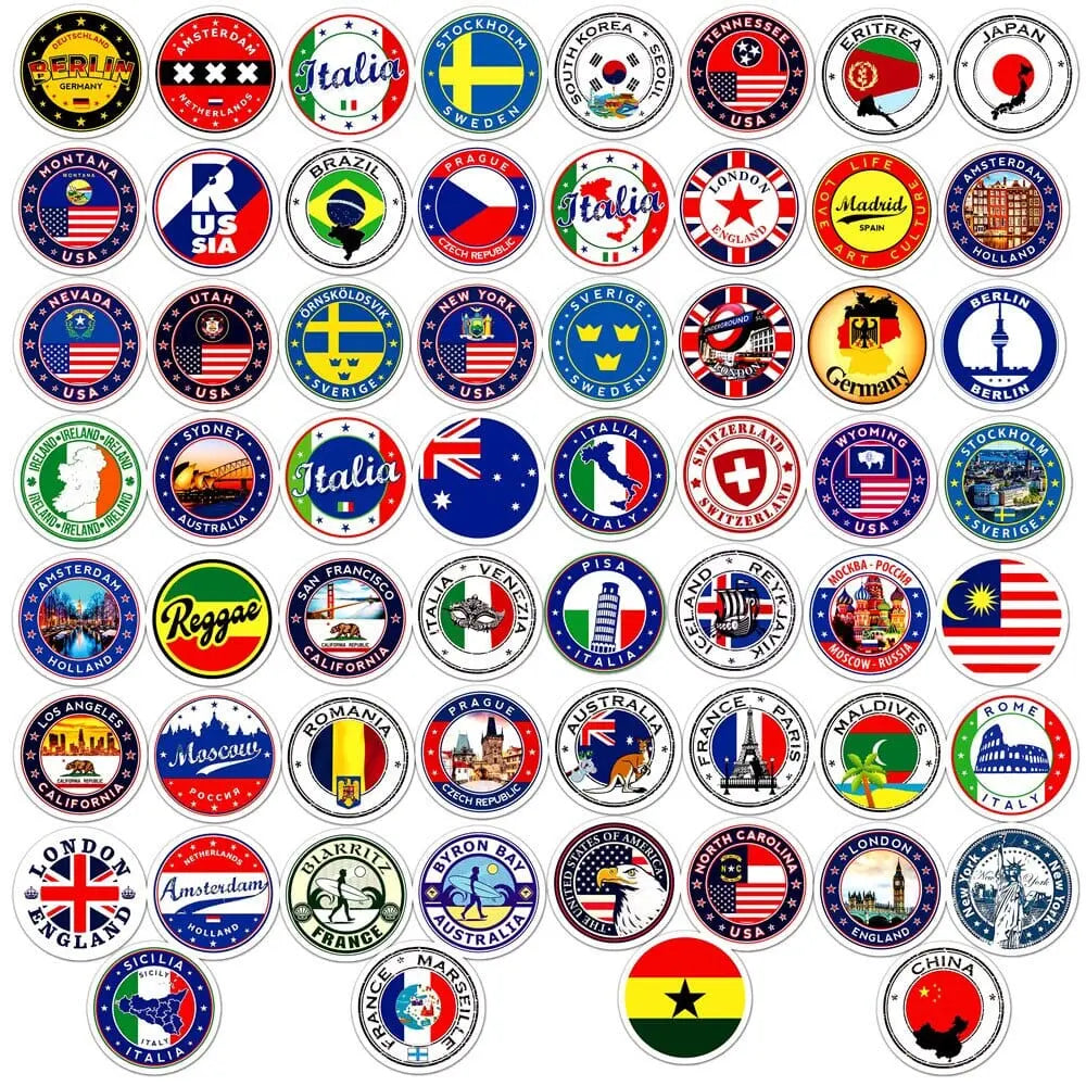autocollant valise voyage globe trotteur pack de 60