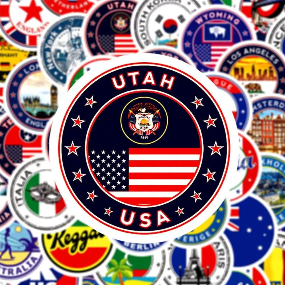 sticker voyage valise globe trotteur pack de 60