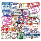 sticker voyage valise tampons passeport pack de 50