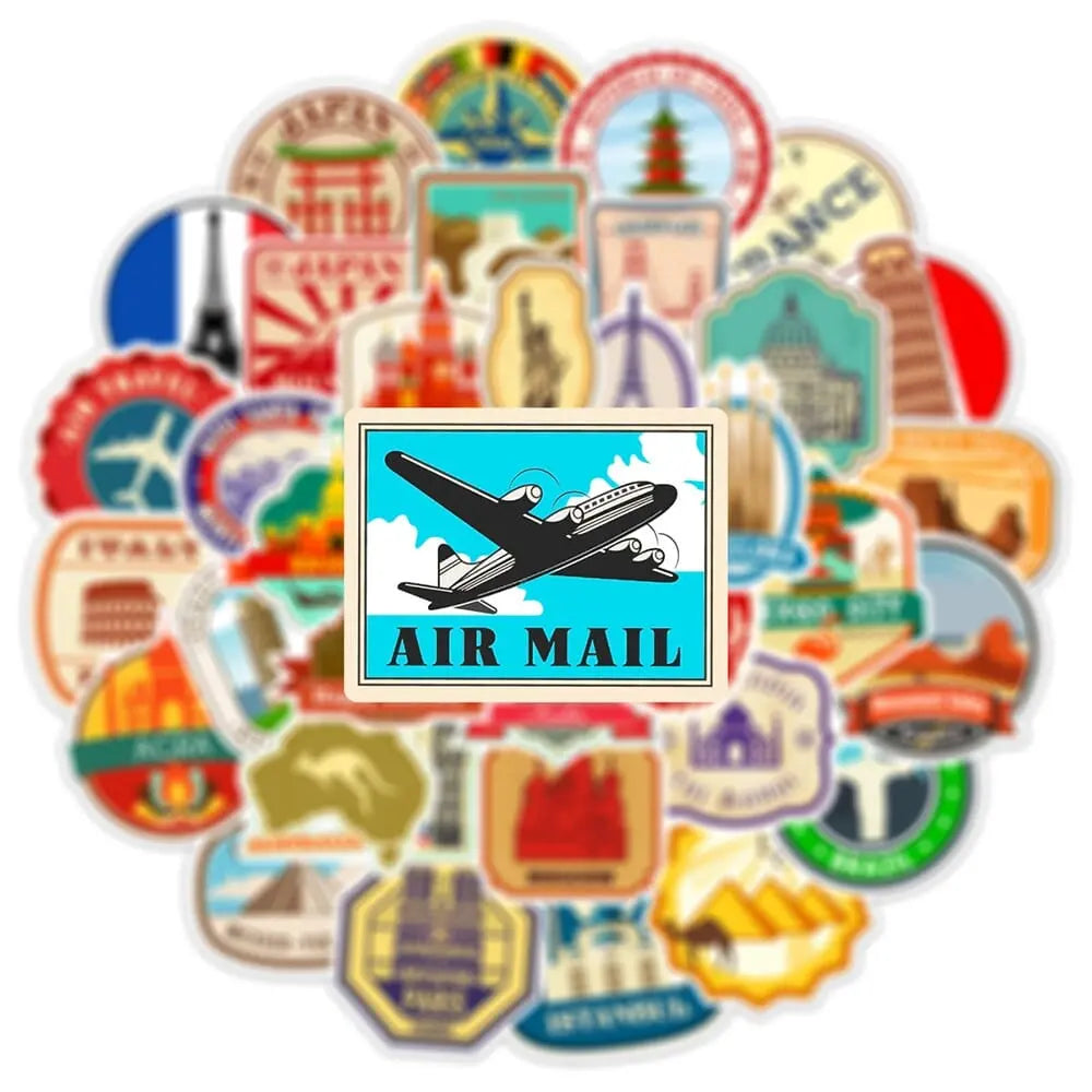 autocollant sticker valise travel pack de 50