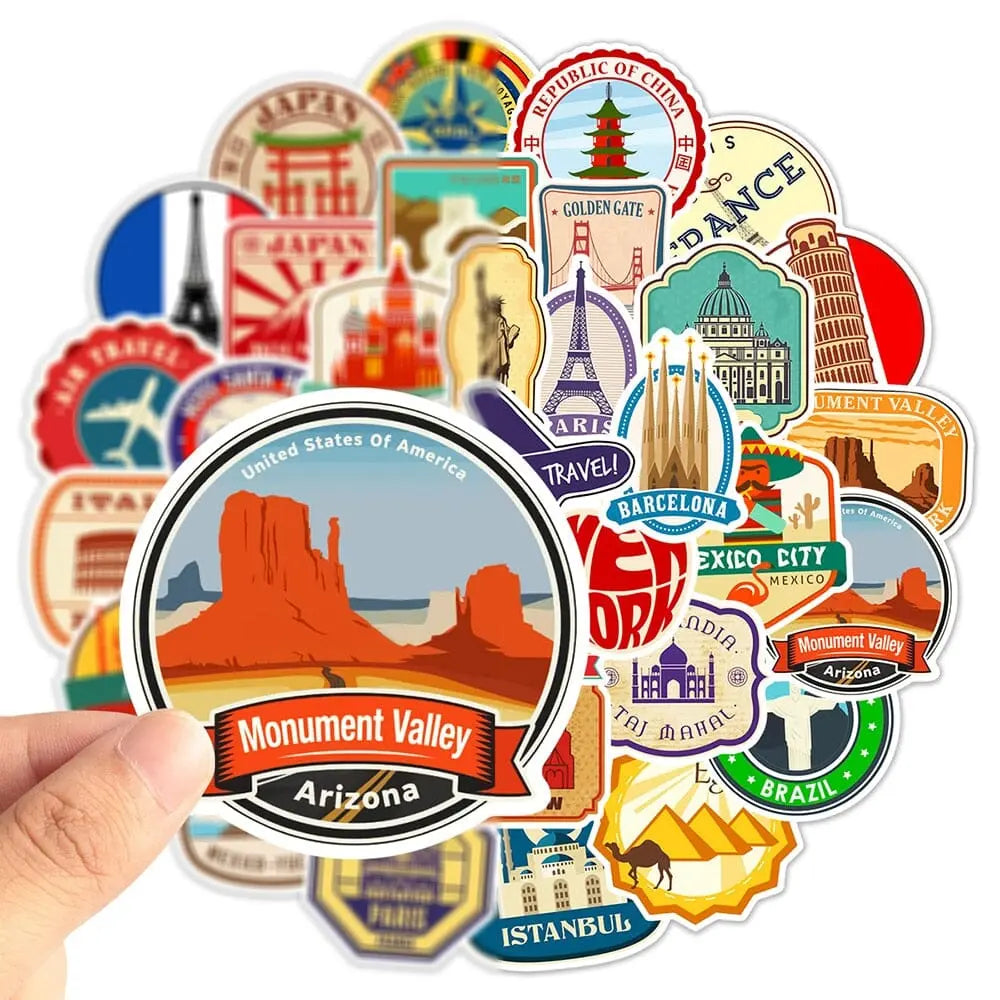 autocollant stickers valise travel pack de 50