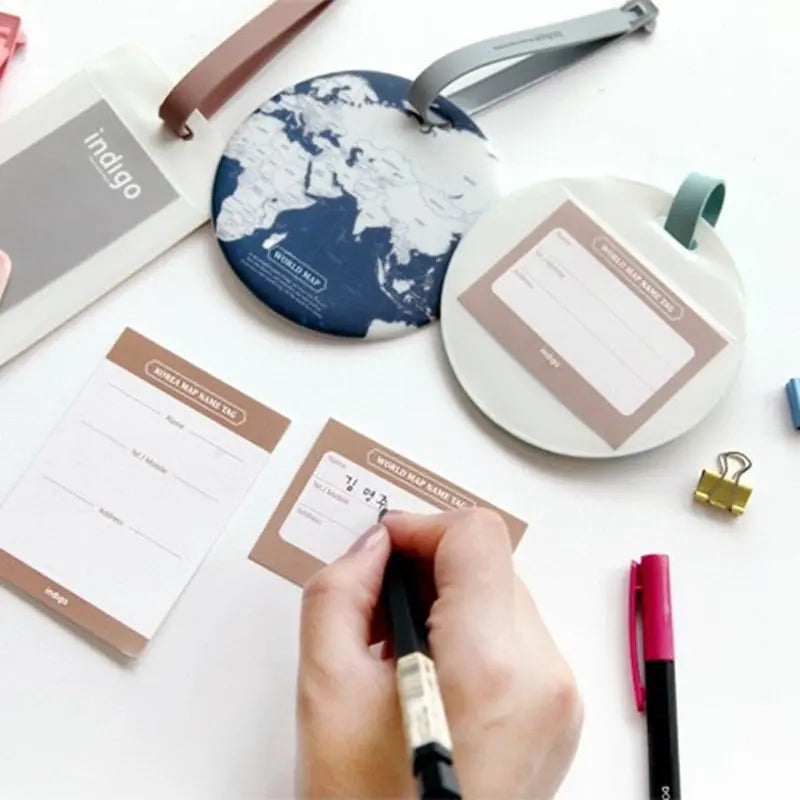 etiquette pour bagage world map