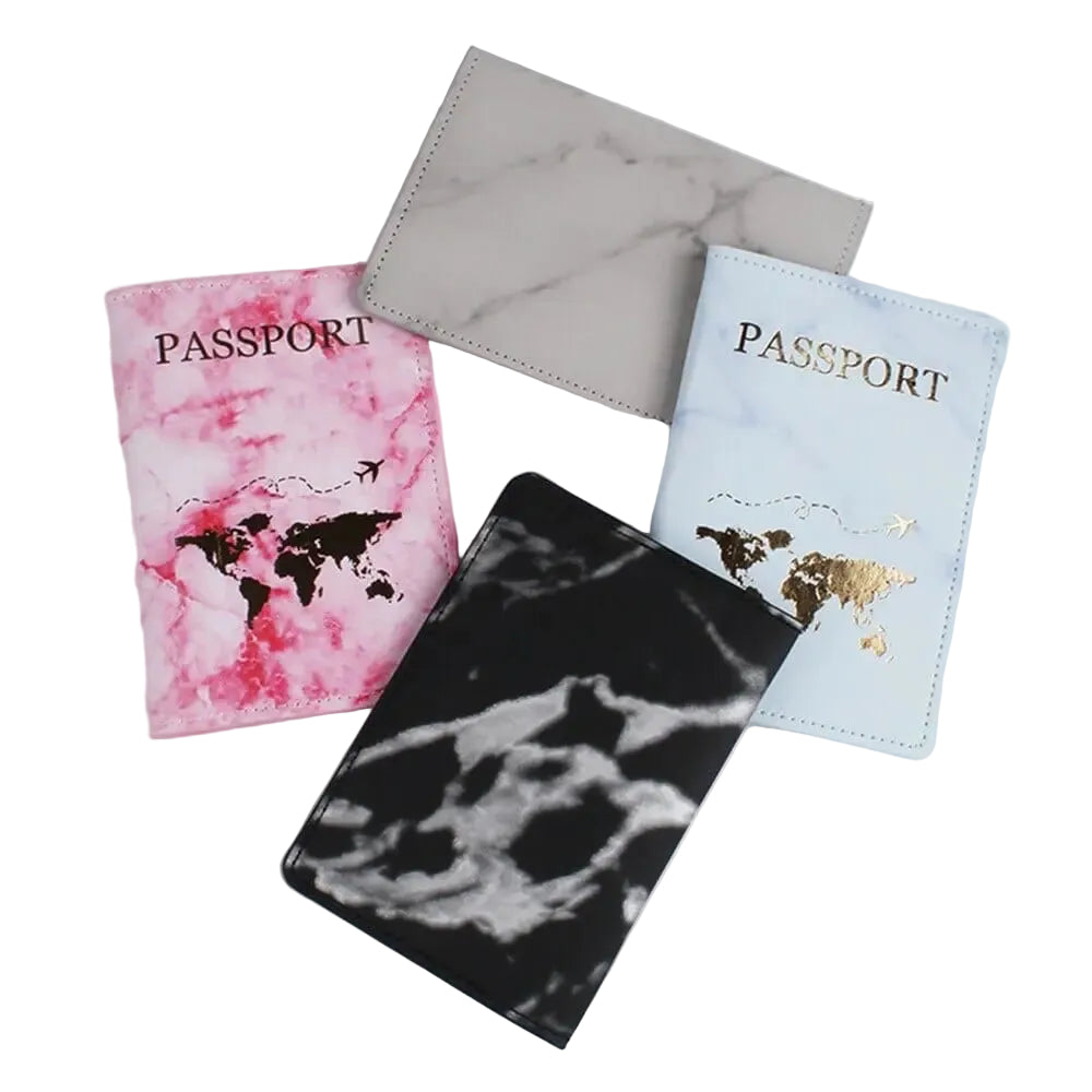Étui Passeport Carte du Monde <br>Marbre Voyage Paisible