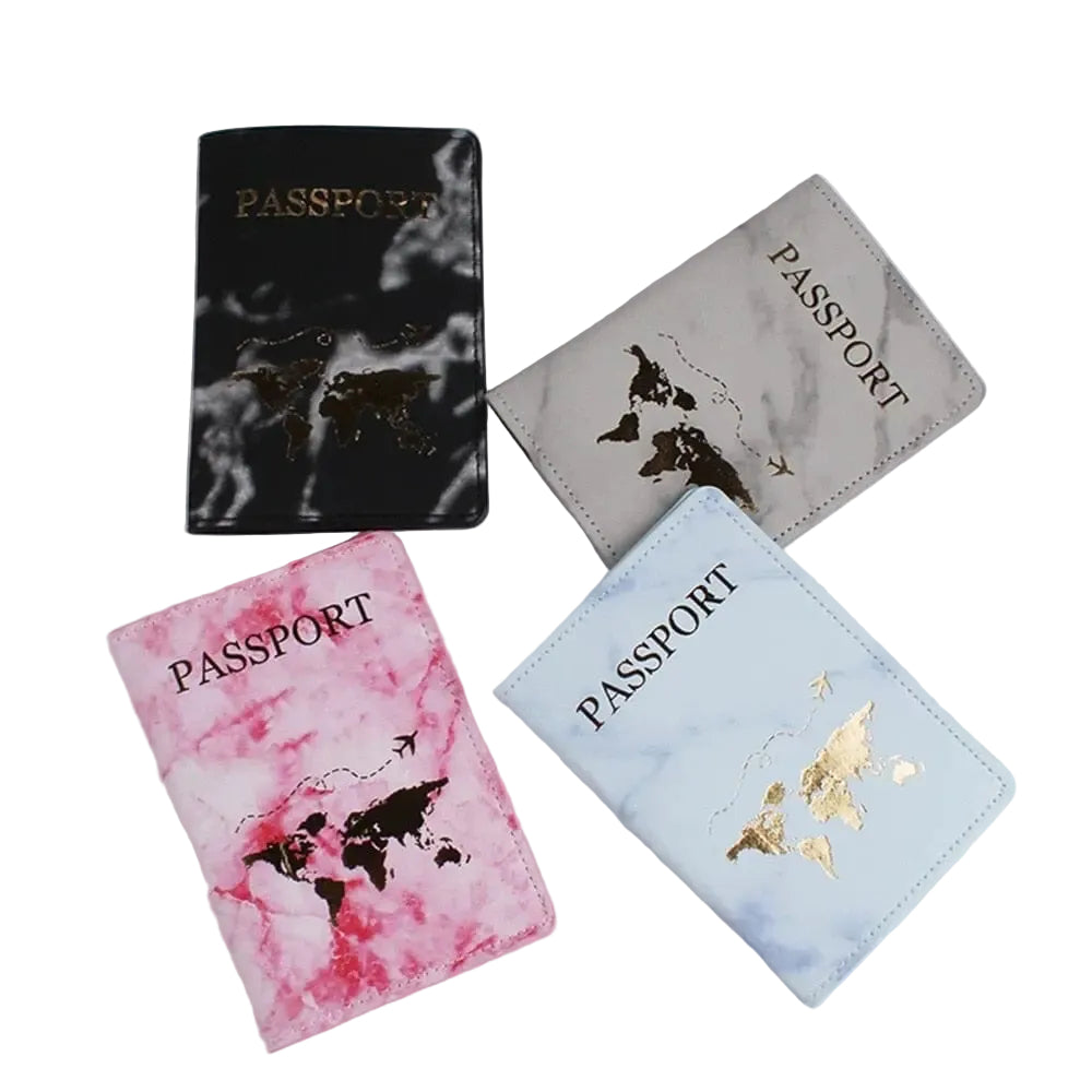 Étui Passeport Carte du Monde <br>Marbre Voyage Paisible