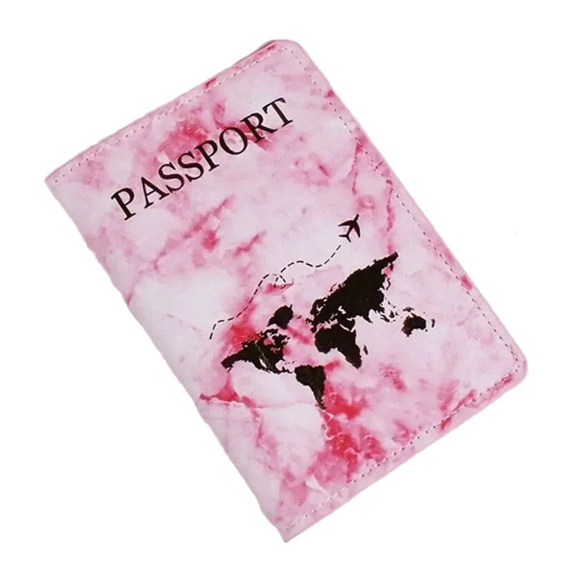 Étui Passeport Carte du Monde <br>Marbre Voyage Paisible