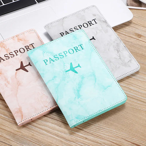 étuis passeport marbre avion