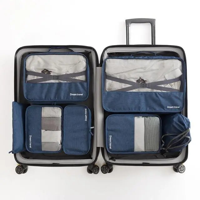 organisateur de valise dream travel set de 7 bleu marine