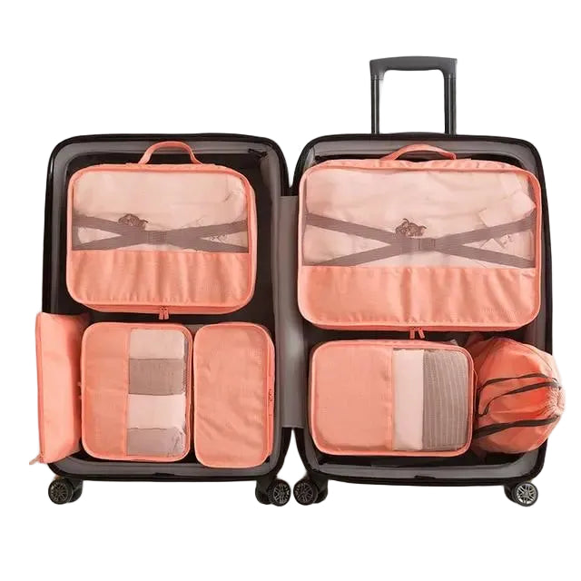 organisateur de valise dream travel set de 7 rose saumon