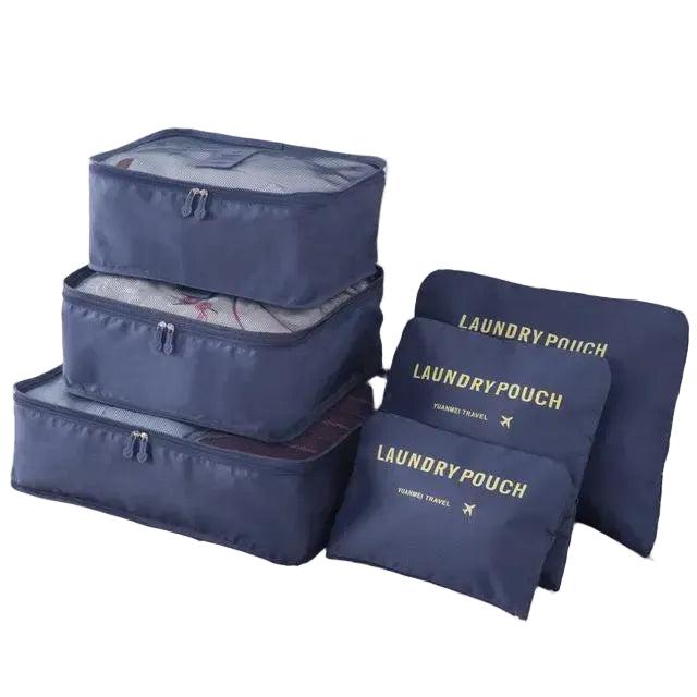 organisateur de valise laundry pouch set 6 bleu marine