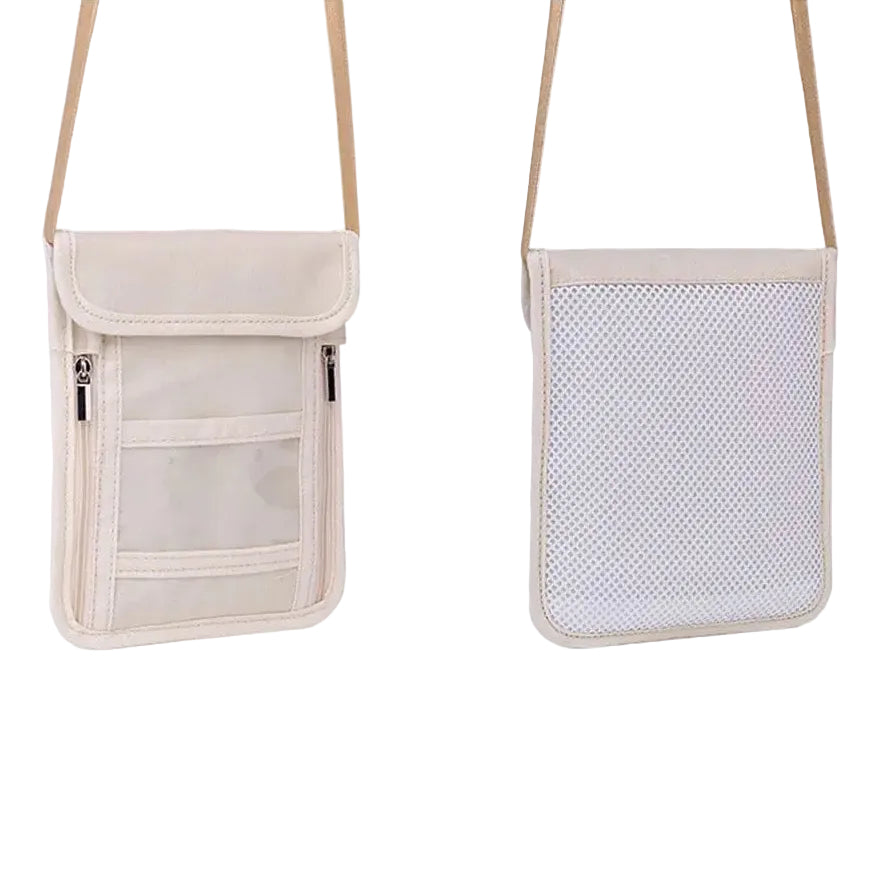 pochette tour de cou voyage femme homme beige