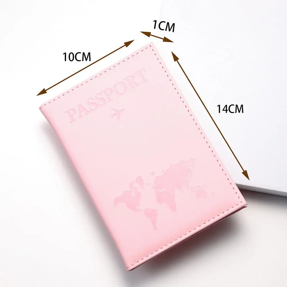 etui passeport mappemonde rose