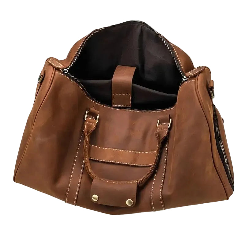sac en cuir vieilli de voyage marron