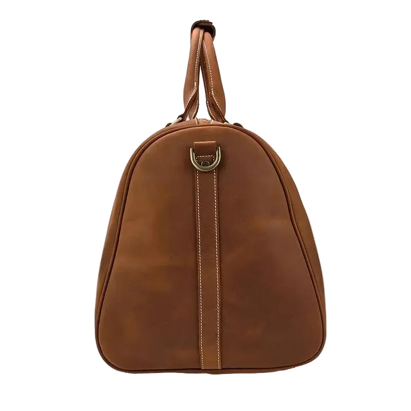 Sac de Voyage en Cuir <br>Vieilli Marron Voyage Paisible