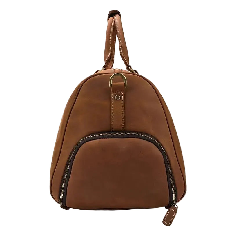 Sac de Voyage en Cuir <br>Vieilli Marron Voyage Paisible
