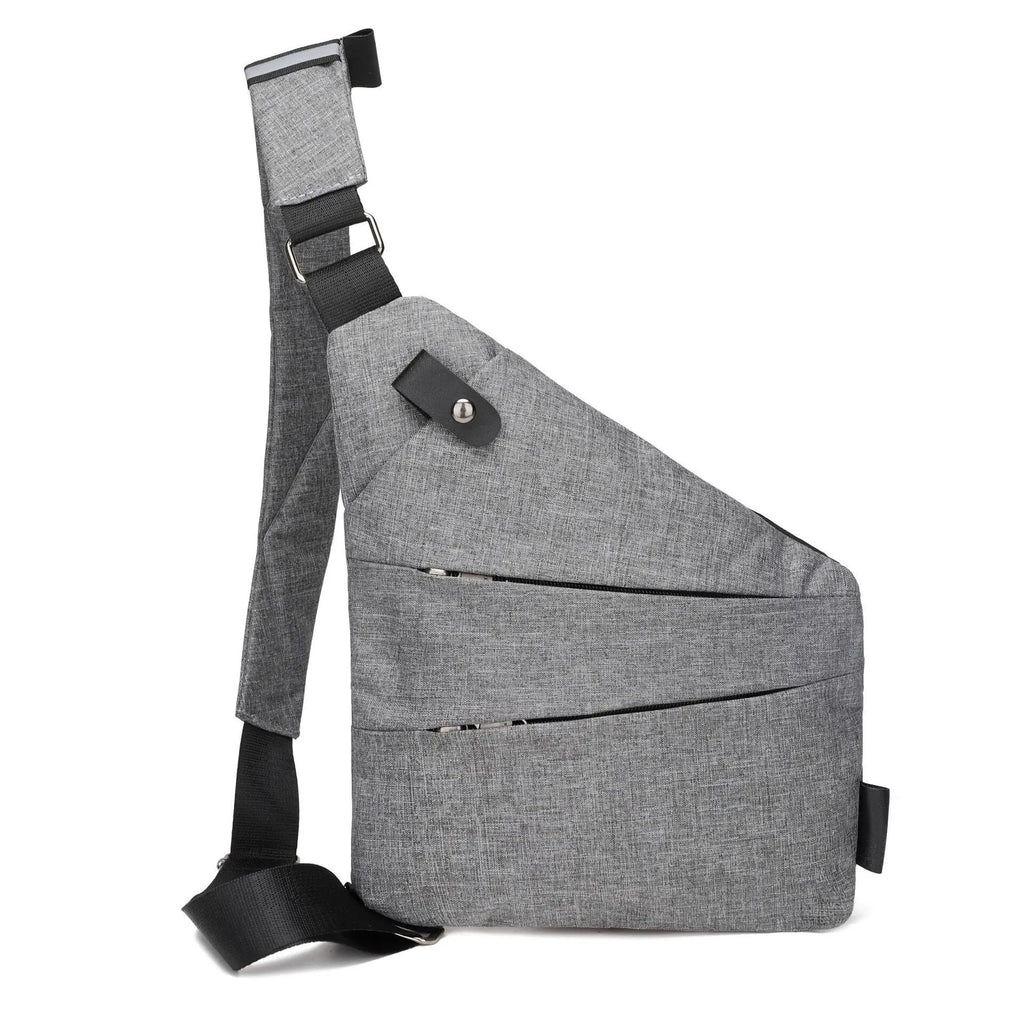 sac poitrine en nylon antivol homme gris