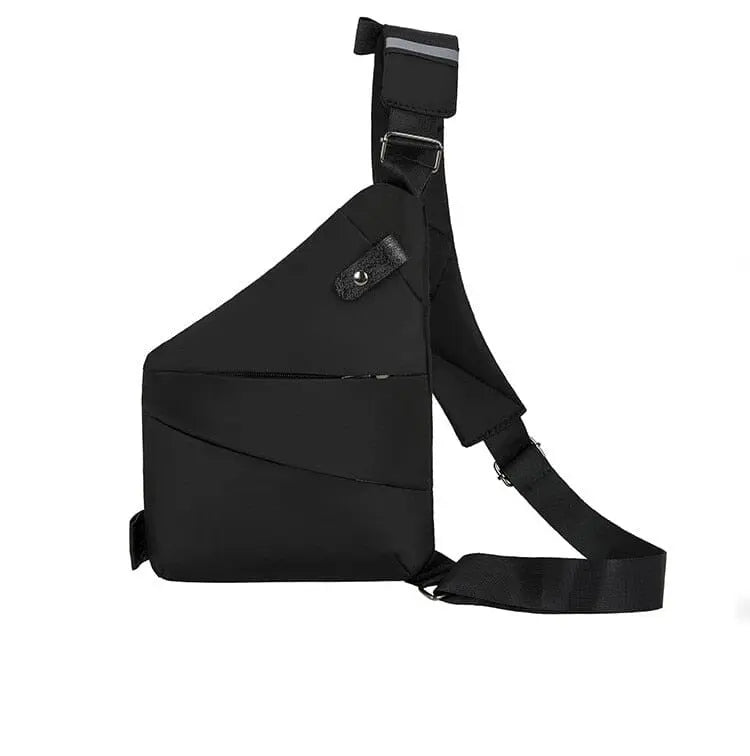 sac poitrine en nylon antivol homme noir