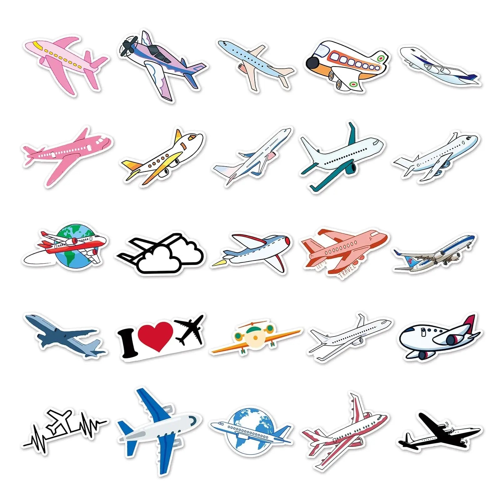 autocollant valise voyage avion pack de 50