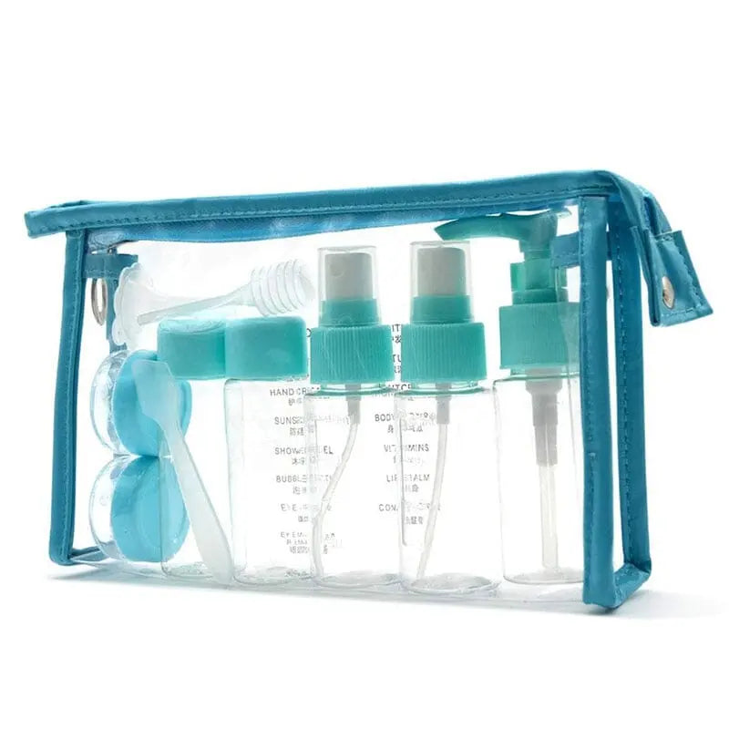Trousse de Toilette Transparente <br>Kit Avion Complet (7 Flacons) Voyage Paisible