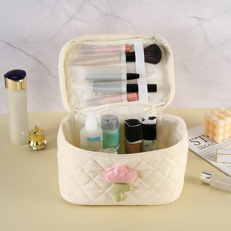 vanity de voyage femme velours cotele tulipe